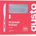 GUSTO [200 Count Premium Heavyweight Disposable Knives - Clear Plastic Knives Heavy Duty, Perfect for Parties, Events, and Catering (Formerly Comfy Package)