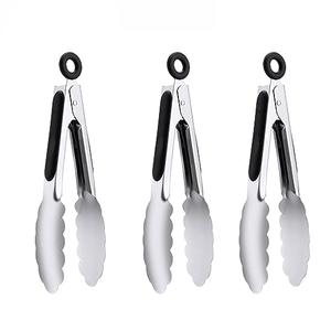 7" Small Kitchen Tongs Set of 3, Stainless Steel Ice Tongs Food Tongs, Mini Serving Tongs for Appetizers, Salad, Buffet (7", 3PCS)