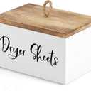 Bivvclaz Dryer Sheet Holder, Wooden Laundry Sheets Container, Laundry Room Organization and Storage for Farmhouse Laundry Room Decor and Accessories, Fabric Sheet Holder, White