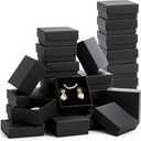 Fasmov Kraft Jewelry Boxes, 36 Pack 2.95 x 2.95 x 1.37 Inch Square Cardboard Jewelry Gift Box Necklace Ring Earring Kraft Box for Jewelry Set with Foam Insert, Black