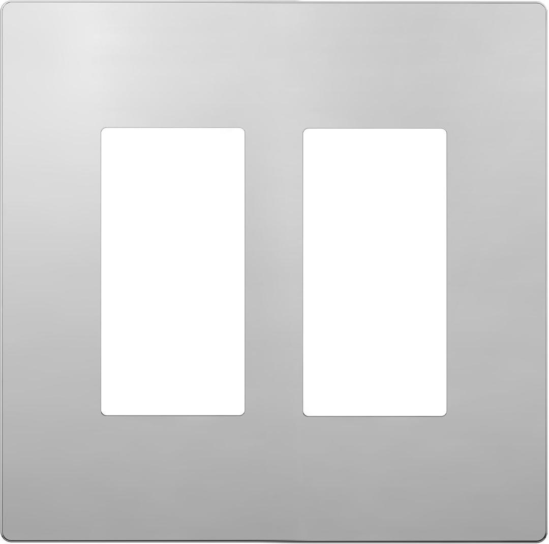 LIDER Double Decorator Metal Wall Plate, Temperature and Impact Resistant, 201 Stainless Steel, Screw less Cover, Modern Upgrade, Mid-Size 2-Gang 4.88 x 4.92, Polished Chrome, LSMWP-32M-PC
