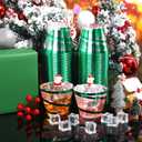 Norme 100 Pcs 9oz Green Cups Rimmed Plastic Cups Holiday Trimmed Disposable Cup Disposable Wine Glasses for Party Supplies(Green and Clear)