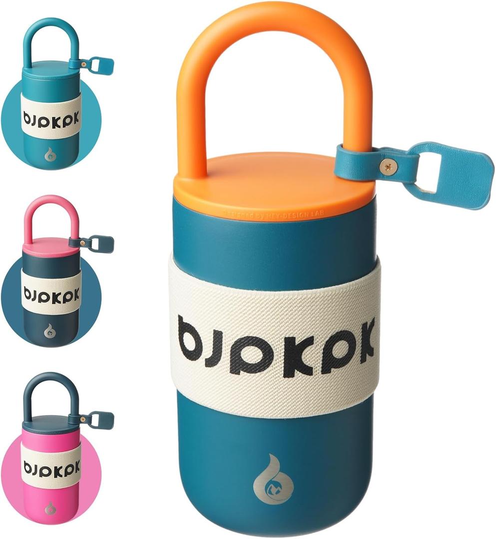 BJPKPK Insulated Stainless Steel Tumbler Cups 13oz Travel Coffee Mug With Lid And Handle,Dark Blue