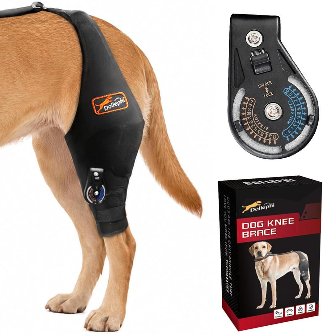 Dog Knee Brace for Torn ACL/CCL, Adjustable Hind Leg Support for Arthritis, Luxating Patella & Post-Surgery Recovery（Left Leg,L)