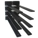 2 Pack - 16 inch Black Hidden L Shelf Bracket (1/5 Inch Thicked) Iron Floating Shelf Brackets Rustic Industrial Metal Brackets for Shelf Support