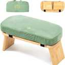 Meditation Bench, Bamboo Meditation Stool, Folding Kneeling Meditation Bench, Seiza Prayer Bench, Prayer Bench with Meditation Cushion, Kneeling Stool(Green-Bag)