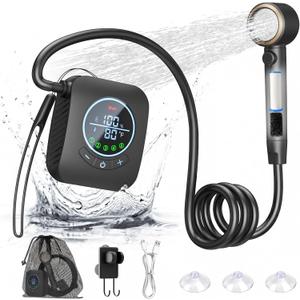 Portable Shower 8000mAh Rechargeable Camping Shower, 6.0L/min Portable Shower Pump, Outdoor Shower for Camping, Hiking, Traveling, Washing