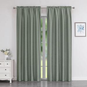 Chyhomenyc Uptown Faux Silk Sage Green Curtains 84 Inch Length 2 Panels for Bedroom, Room Darkening Soft Shiny Fabric Rod Pocket Window Drapes for Living Room, Each 40x84 Inches, 7 FT