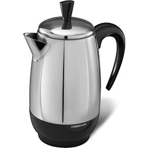 Farberware Electric Coffee Percolator, Stainless Steel Basket, Automatic Keep Warm, No-Drip Spout, 8 Cup
