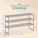 SONGMICS Shoe Rack, 3-Tier Shoe Organizer, Metal Storage Shelf, Upright or Upside Down, for 16-20 Pairs, Stackable, for Entryway, 11.8 x 36.2 x 21.7 Inches, Gray ULSA303G01