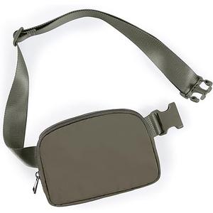 ODODOS Unisex Mini Belt Bag with Adjustable Strap Small Fanny Pack for Workout Running Traveling Hiking, Dark Umber