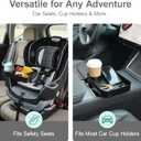 Car Seat Snack Tray for Toddlers - 3 Inch Cup Holder Fits Most Sippy Cups & Straw Bottles with Dip Well, Mess-Free Square Kids Travel Tray Road Trip Essentials, Black