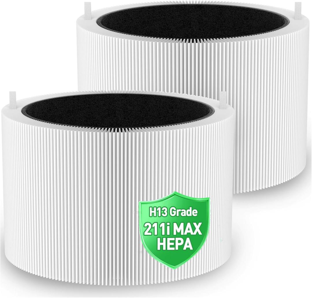 211i Max Filter Compatible with Blueair Blue Pure 211i Max Air Puri-Fier, H13 True HEPA & Activated Carbon Filter Replacement, Compare to Part #F2MAX, 2 Pack