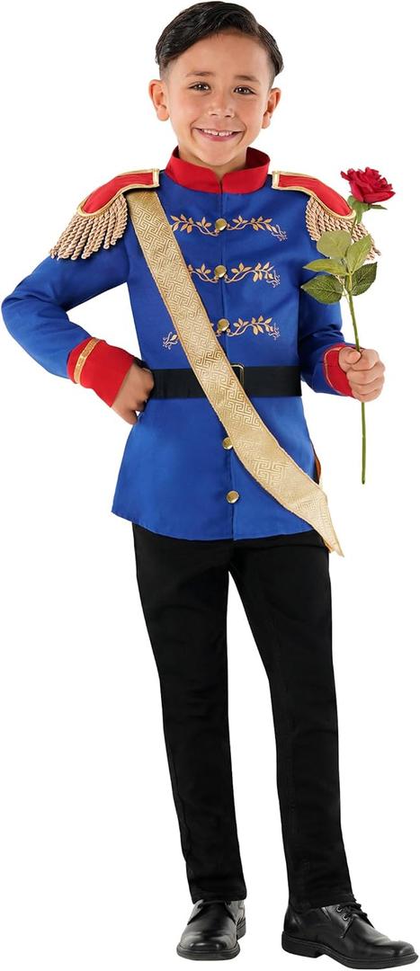 Morph Prince Costume For Boys, Prince Charming Character Outfit, Royal Dress Up for Kids Hallloween Costume (4-6 Years)