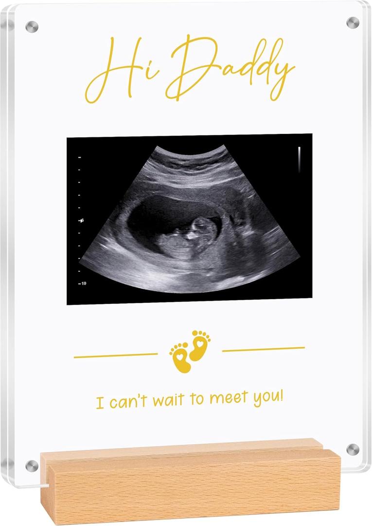 Blinking Stars Acrylic Ultrasound Picture Frame- Hi Daddy Cute Pregnancy Announcement Sign, Baby Reveal Ideas For Husband, Dad To Be Gifts- Nursery Decor Baby Sonogram Photo Frame