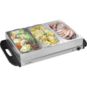 3x2.5 QT Food Warmers for Parties Buffet Servers and Warmers  Premium Catering Supplies Buffet Display  Stainless Steel Electric Food Warmers with Temperature Control (Built-in Knobs)