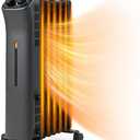 Tangkula 1500W Oil Filled Radiator Heater, Electric Space Heater with 3 Heating Modes, Adjustable Thermostat, Tip Over & Overheat Protection, Portable Oil Heater for Indoor Use (Black)