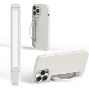 SleekStrip SleekGrip-Essential Ultra Thin Phone Grip Stand,Slim Metal Finger Loop Ring Hand Holder Strap Cell Phone Grips for iPhone 16 Pro Max,17 Air,Android,Case Back - Frosted x Pure White