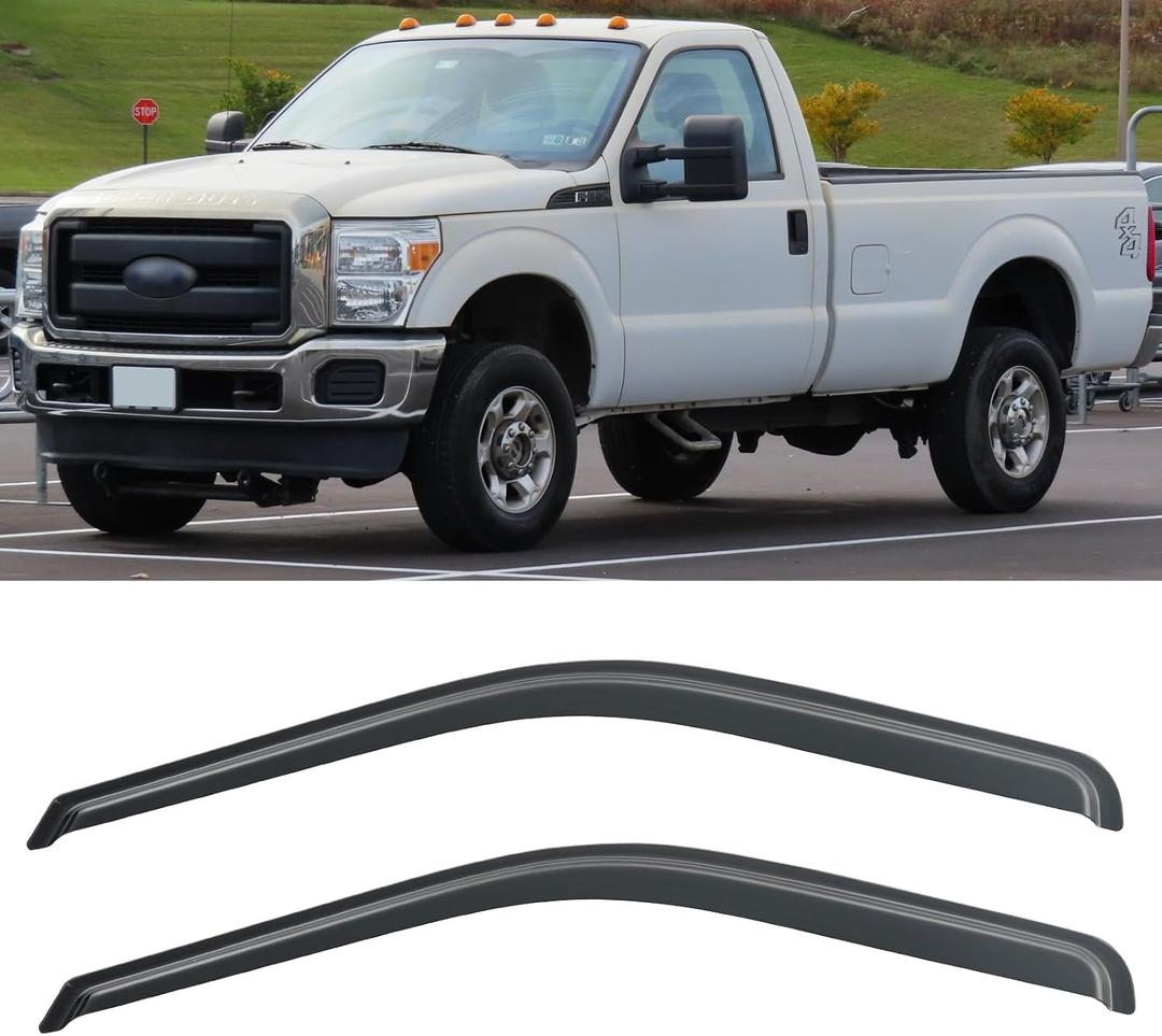 Window Rain Guards Visors for 1999-2016 Ford F250 F350 F450 F550 Super Duty, Window Vent Wind Shades Deflectors Shield for 2000-2016 F650 F750 Standard Cab