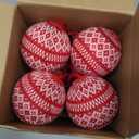 Weysat 12 Pcs 3.15" Red Knitted Sweater Christmas Balls Large Rustic Handmade Hanging Ball with Snowflake Pattern Christmas Tree Ornaments for Party Holiday Farmhouse Decorations Gifts