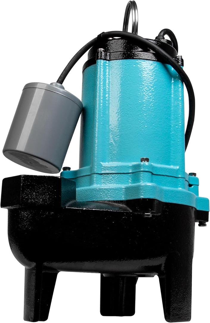 Little Giant 10SC-CIA-RF 115 Volt, 1/2 HP, 7200 GPH Automatic Cast Iron Submersible Sewage/Effluent Pump with Piggy-back Float Switch and 20-Ft. Cord, Blue, 511433