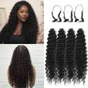 KRALER Feather Crochet Hair Extensions for Women 18 Inch 100 Strands Miracle Knots Feather Crochet Hair Pre-Separated Invisible Synthetic Curly Deep Wave Crochet Hair(100strands Dark Brown)