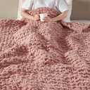 Madison Park Chenille Chunky Knit Handmade Throw Blanket, Luxuriously Soft Gift Blankets, Cottage Style Room Décor, Lightweight & Breathable All Seasons Throw Blanket for Couch, 50" W x 60" L Blush