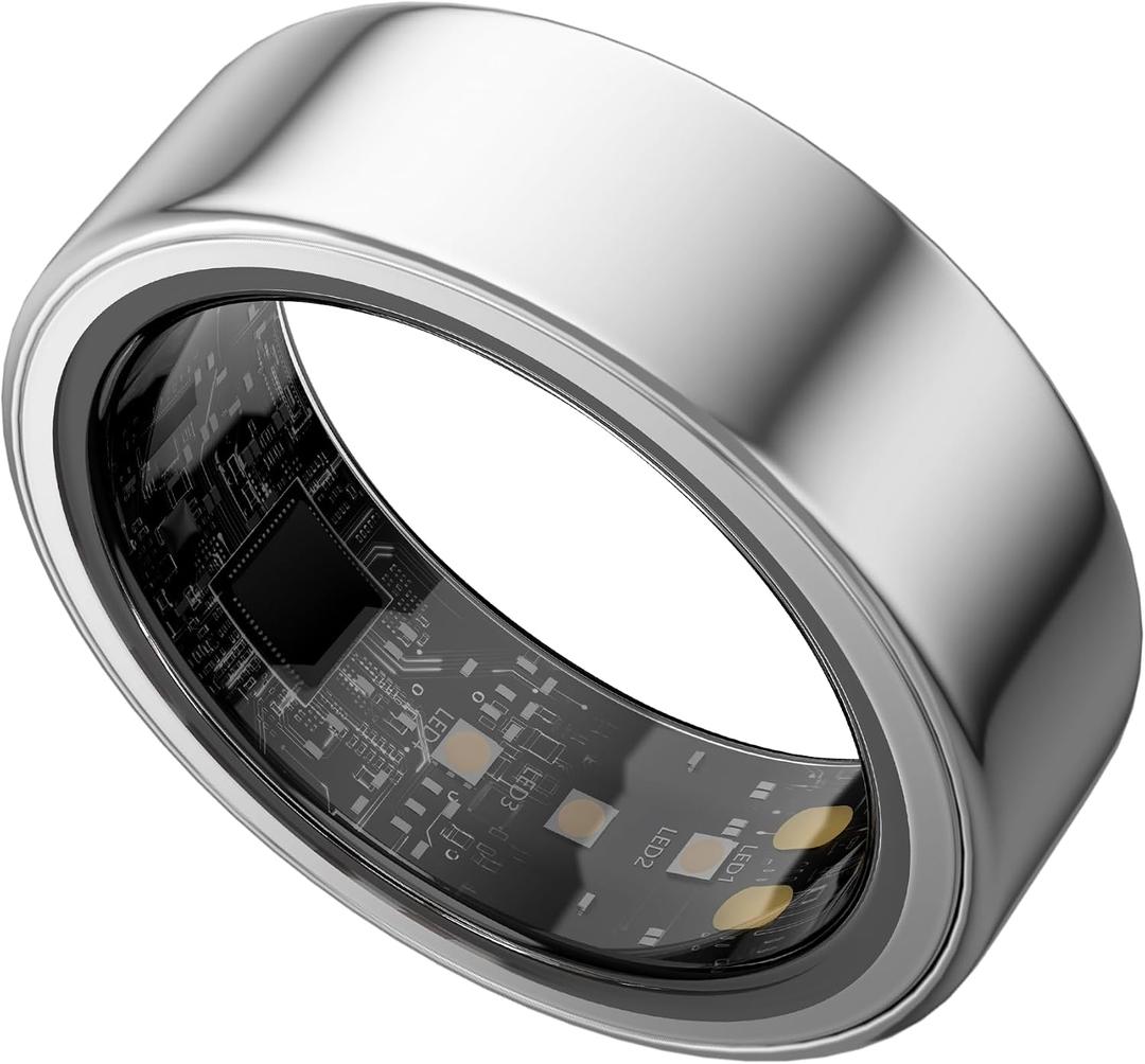 Smart Health Ring Health Management for HR/Sleep/Blood Oxygen/Stress, Activity/Step Tracking, 7-Day Battery Life, No App Fee, iOS & Android Compatible, for Men & Women, 10