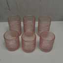 Pink Hobnail Drinking Glasses Set of 6, pink Beaded Highball Drinking Tumbler Glasses -pink colored water glasses Vintage Bubble Design Whiskey Glass,Old-Fashioned, Embossed Design glasses