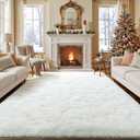 Rezutan 9x12 Large Area Rugs for Living Room, White Ultra Soft Fluffy Plush Rug for Living Room Bedroom, Thick Fluffy Carpet for Girls Boys Kids Room, Non Slip Dorm Rug for Home Decor Aesthetic