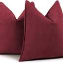 ZWJD Burgundy Pillow Covers 18x18 Set of 2 Chenille Throw Pillow Covers with Elegant Design Soft and Luxurious Decorative Throw Pillows for Couch, Bed, and Home Decor