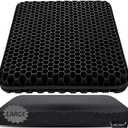 Gel Seat Cushion, Large Gel Cushion Breathable Honeycomb Chair Pads Gel Cushion with Non-Slip Cover for Home Office Chair Car Seat Wheelchair Absorbs Body Pressure Points, As Seen on TV (Black) (Large: 17 x 17 x 1.7 inch)