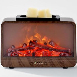 MeplLivs Electric Wax Melt Warmer Dynamic Flame Fireplace PTC Heating Plate Monochromatic Wax Burner Fragrance Wax Warmer for Home Office Gifts & DecorWood Grain