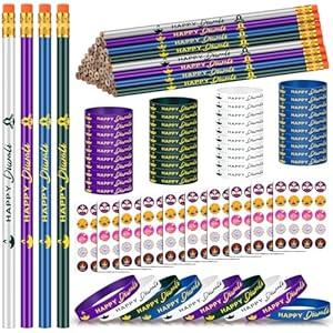 TecUnite 130 Pcs Happy Diwali Party Favors Diwali Gifts for or Home Classroom Party Favors Includes Pencils Silicone Wristbands Stickers