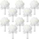 Jutom 10 Pieces Wedding Bouquets for Bride Roses Bridesmaid Bouquets for Wedding Hand Holding Bridal Bouquets for Bride Bouquet with Diamond Soft Ribbons for Engagement Church Party (White)