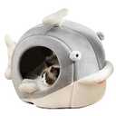 Lcybem Cat Beds for Indoor Cats - Cat Bed Cave with Removable Washable Cushioned Pillow, Soft Plush Premium Cotton No Deformation Pet Bed, Roomy Dolphin cat House Design, L