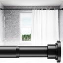 ALLZONE Adjustable Tension Curtain Rod, 42 to 78 Inches, Spring Loaded Curtain Rods No Drilling, Renter Friendly Tension Rod for Windows, Shower, Closet, No Drill, NonSlip, Black