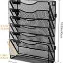 EasyPAG Wall File Holder Organizer 7 Tier Mesh Hanging Wall Mounted Document Paper Folder Filing Magazine Rack with Nametag Label for Office Home School, Black