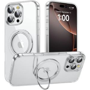 for iPhone 16 Pro Case with Stand,Military Drop Protection,Compatible with MagSafe,Build in Kickstand,iPhone 16 Pro Phone Case 6.3" Clear