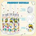 24 Pcs Back to School Plastic Cups for Party with Straw Lid 14.2oz Reusable Tumbler Cups Clear Drink Bottles Containers for Juices Beverage School Party Decorations Supplies(Classic Style)