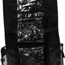 Hanging Gift Wrap Organizer Bag Multi-Pocket Storage for Wrapping Paper Ribbons and Bows Easy Installation Over Door Design Black Material