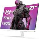 CRUA 27" Curved Gaming Monitor, 165Hz/200Hz FHD 1920x1080 VA Display, 1800R Screen, 120% sRGB, AMD FreeSync, Blue Light Filter, HDMI & DP, White PC Monitor for Gaming, Streaming & Work