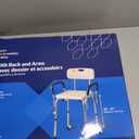 Medline Shower Chair Seat with Padded Armrests and Back | Heavy Duty Shower Chair for Bathtub | Slip Resistant Shower Seat with Adjustable Height | Shower Chair for Inside Shower with 350 lb Capacity, Grey