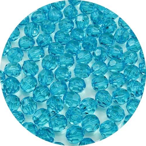 YUEXIGO 400pcs 8mm Acrylic Round Faceted Beads for Crafts Faceted Spacer Beads for Sewing Crafts Decoration Necklaces Bracelets Earrings Jewelry Making(Light Lake Blue)