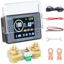 DROK Coulometer, DC 8-100V 100A Battery Monitor 12V 24V 36V 48V 60V Volt Amp Watt Meter, 2.4 inch LCD Color Screen Capacity Percentage Time Power Voltmeter Ampmeter for RV Solar Panel Battery Charge