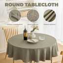 Decorelia Waterproof Faux Linen Farmhouse Round Table Cloth for Indoor/Outdoor, Decorative Rustic Fabric Tablecloth Cover for Party Picnic Dining & Kitchen Table (60 Inch, Natural)