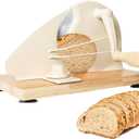 Manual Bread Slicer for Homemade Bread,Even Slicing Thickness-Adjustable Slices,Sourdough Slicer with Scale Lines&SuperStrong SuctionCup Fixation (Cream-Guide) (White)