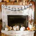 Breling Disco Pumpkins Garland for Mantle 8.2ft Glitter Pumpkins Garland for Thanksgiving, Silver Disco Table Decor Retro 70s 80s Theme Decor Mini Artificial Craft for Autumn Indoor Outdoor Decoration