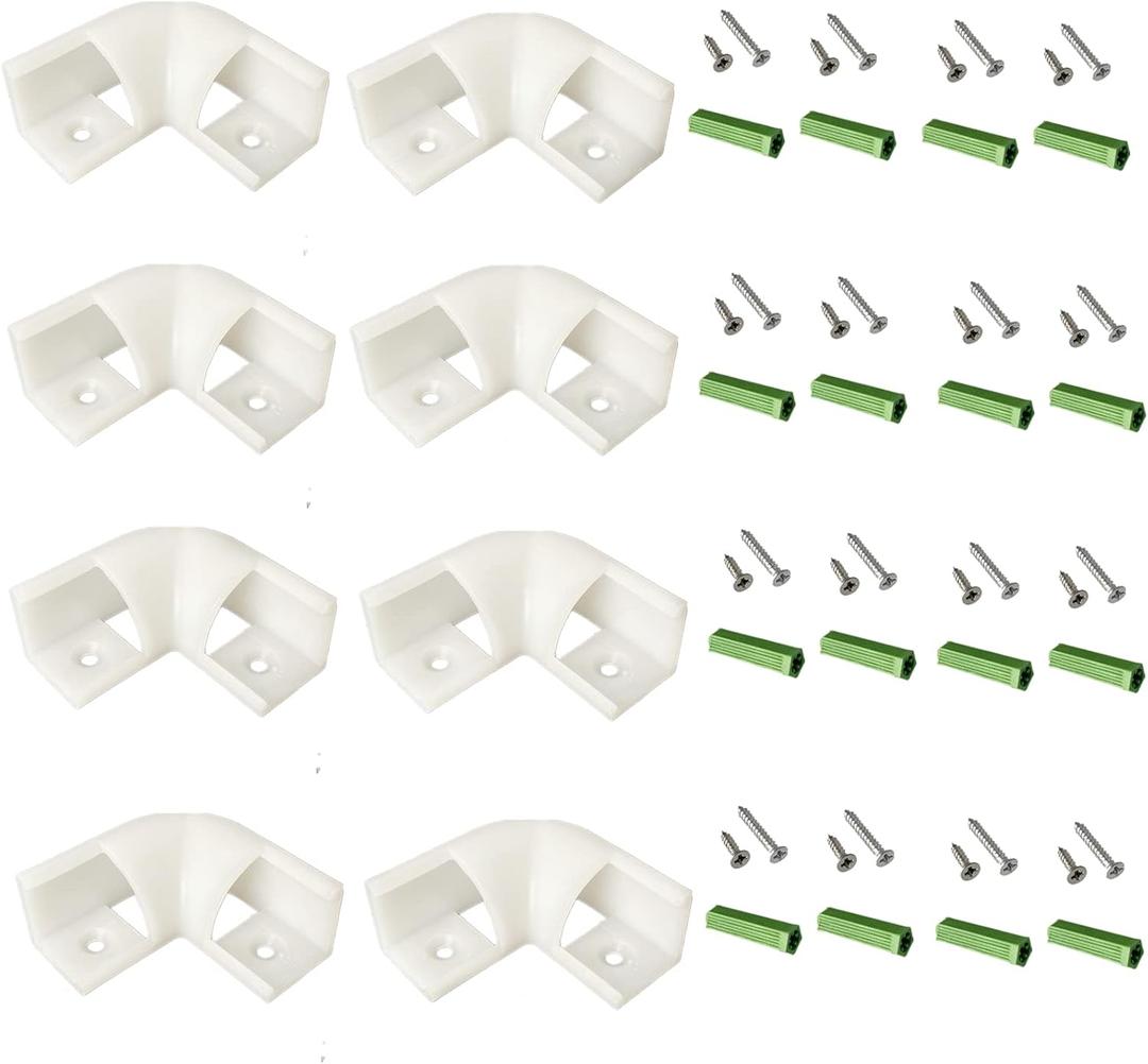 8-Pack 16MM Wide V Shape LED Strip Channel 90 Degree White Connector,Under Cabinet 45 Curved Cover profile Corner Kit,Inner Right Angle Turning link Solution With Mounting Kit (White)