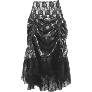 Daisy corsets Women's White W/Black Lace Overlay Ruched Bustle Skirt (Large)